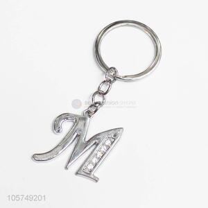 Bottom price letter M shape zinc alloy keyrings metal key chain