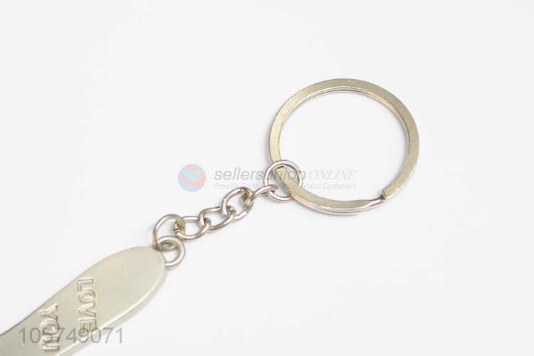 Factory sales bottle opener shape zinc alloy key chains metal keyrings