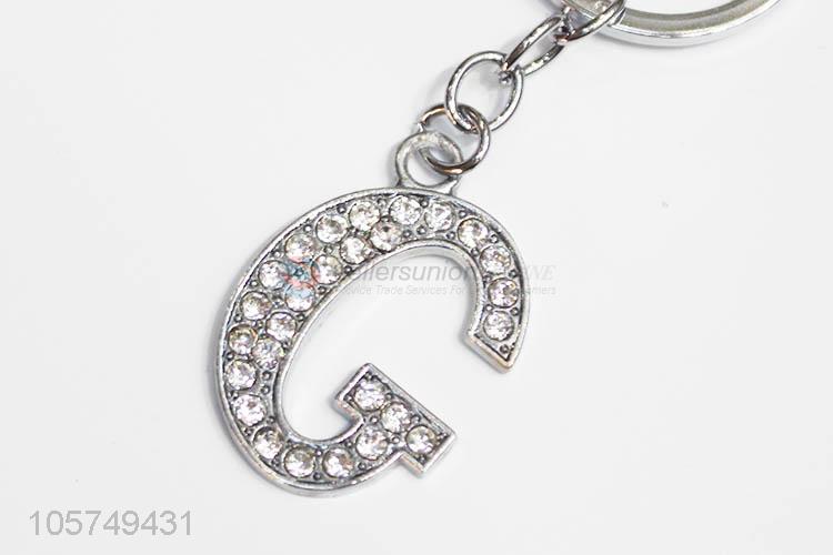 China OEM letter G shape zinc alloy key chains metal keyrings