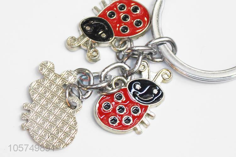 Superior quality ladybird shape zinc alloy key chains enamel metal keyrings