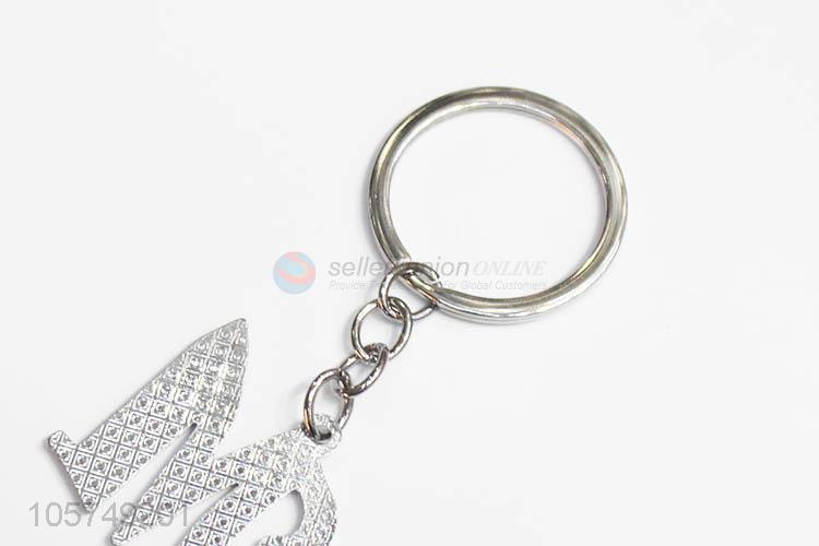 Bottom price letter M shape zinc alloy keyrings metal key chain