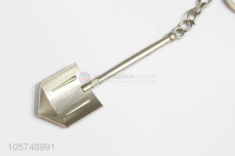 OEM factory shovel shape zinc alloy key chains metal keyrings