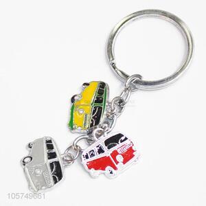 Promotional cheap bus shape zinc alloy key chains enamel metal keyrings