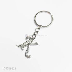 Factory wholesale letter K shape zinc alloy keyrings metal key chain