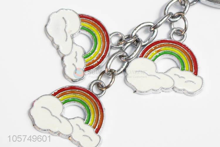 OEM factory rainbow shape zinc alloy key chains enamel metal keyrings