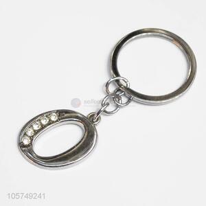 Wholesale custom letter O shape zinc alloy keyrings metal key chain