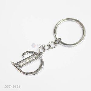 Popular design letter D shape zinc alloy key chains metal keyrings