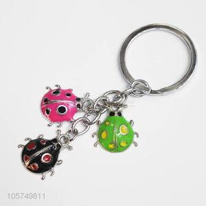 Bottom price ladybird shape zinc alloy key chains enamel metal keyrings