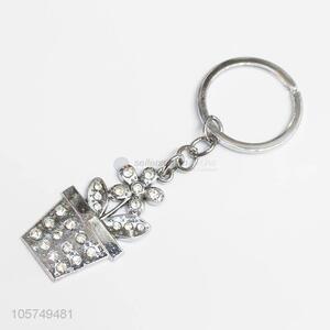 China manufacturer flowerpot shape zinc alloy keyrings metal key chain