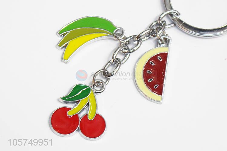 Factory customized fruit shape zinc alloy key chains enamel metal keyrings