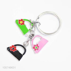 Wholesale cheap handbag shape zinc alloy key chains enamel metal keyrings