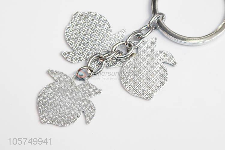 New arrival peach shape zinc alloy key chains enamel metal keyrings