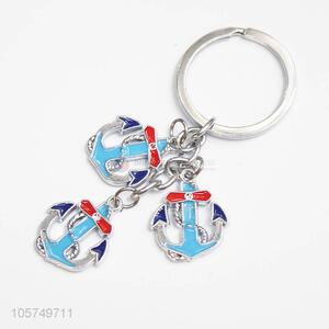 Best selling anchor shape zinc alloy key chains enamel metal keyrings