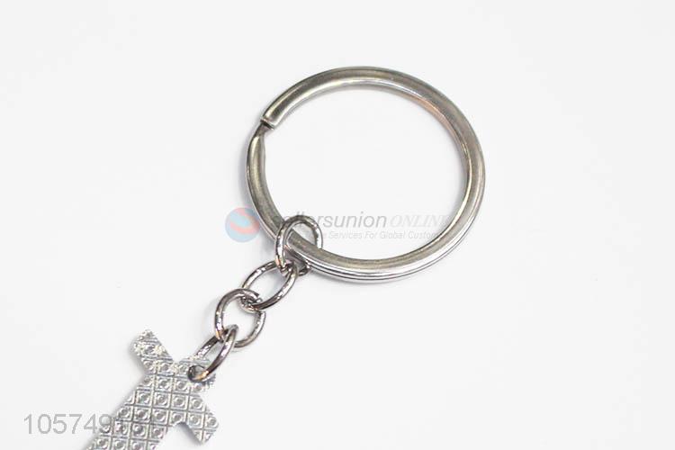 Factory promotional letter I shape zinc alloy keyrings metal key chain