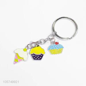 China factory custom dessert shape zinc alloy key chains enamel metal keyrings