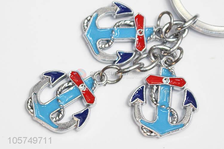 Best selling anchor shape zinc alloy key chains enamel metal keyrings