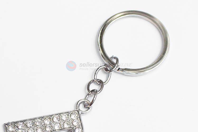 Popular promotional letter D shape zinc alloy keyrings metal key chain