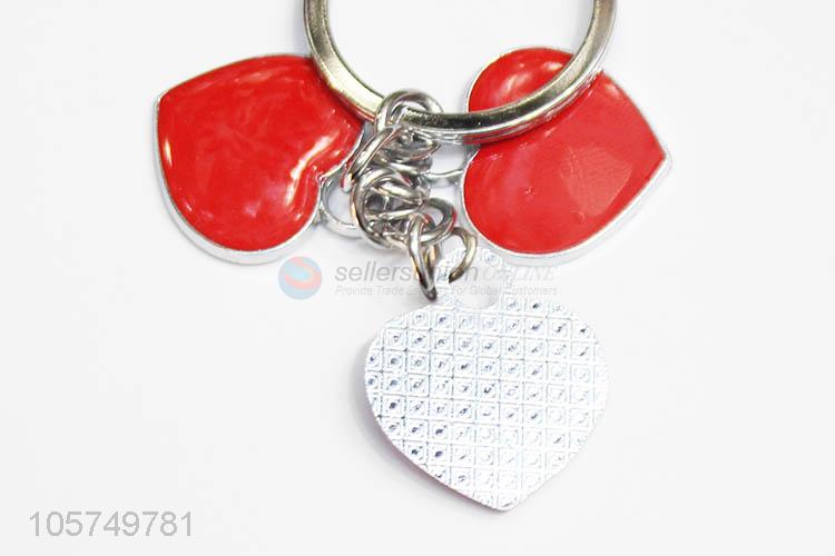 Customized cheap heart shape zinc alloy key chains enamel metal keyrings