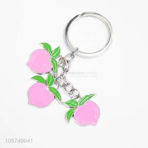 New arrival peach shape zinc alloy key chains enamel metal keyrings