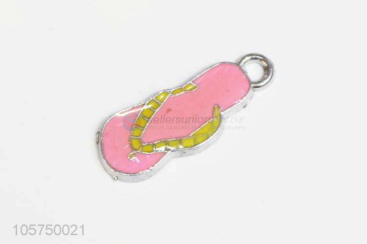 Wholesale low price zinc alloy key chain enamel flip flops charms diy pendant