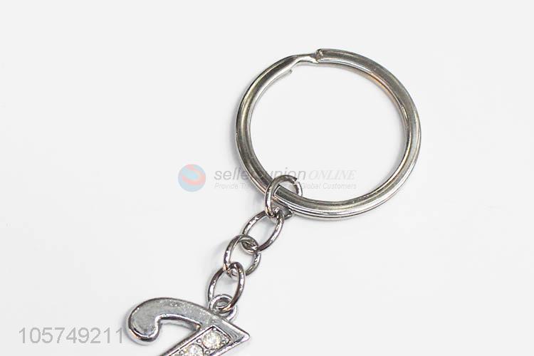 High sales letter J shape zinc alloy key chains metal keyrings