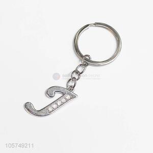 High sales letter J shape zinc alloy key chains metal keyrings