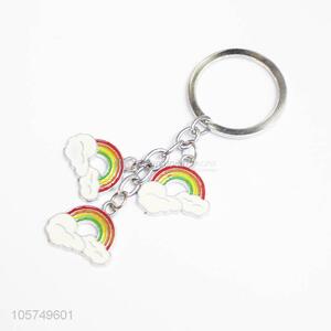 OEM factory rainbow shape zinc alloy key chains enamel metal keyrings