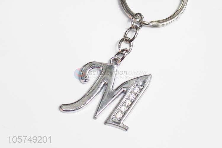 Bottom price letter M shape zinc alloy keyrings metal key chain