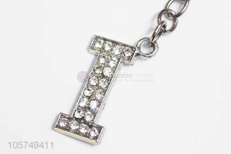 Wholesale low price letter I shape zinc alloy key chains metal keyrings