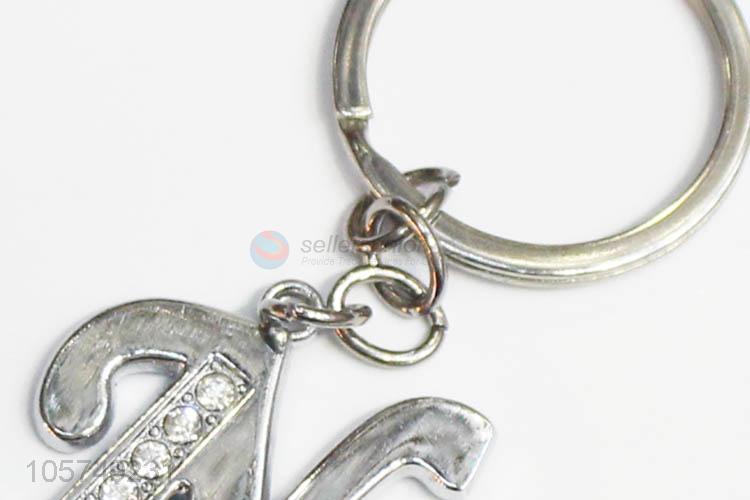 Top manufacturer letter N shape zinc alloy key chains metal keyrings