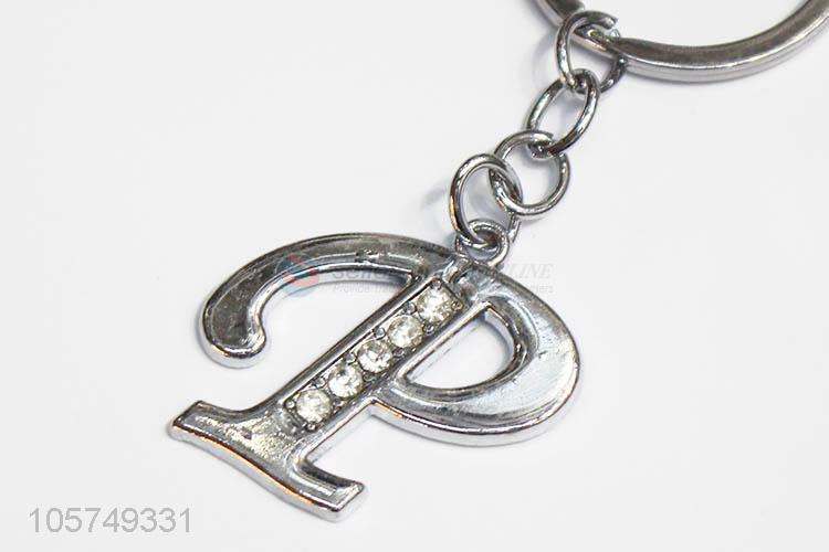 New arrival letter P shape zinc alloy key chains metal keyrings