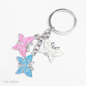 Top manufacturer butterfly shape zinc alloy key chains enamel metal keyrings