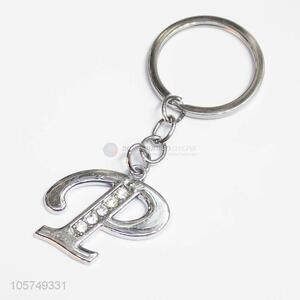 New arrival letter P shape zinc alloy key chains metal keyrings