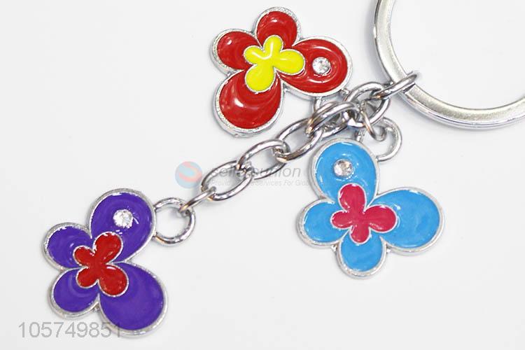 Wholesale custom butterfly shape zinc alloy key chains enamel metal keyrings