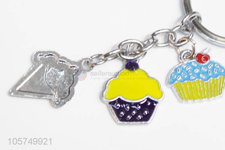 China factory custom dessert shape zinc alloy key chains enamel metal keyrings