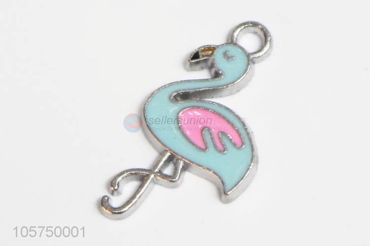 Professional manufacturer zinc alloy key chain enamel flamingo charms diy pendant