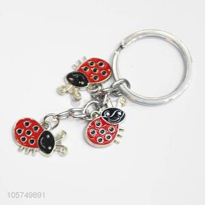 Superior quality ladybird shape zinc alloy key chains enamel metal keyrings