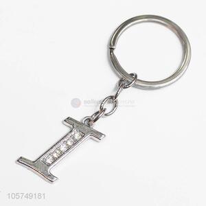 Factory promotional letter I shape zinc alloy keyrings metal key chain