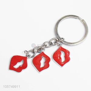 New style custom lip shape zinc alloy key chains enamel metal keyrings