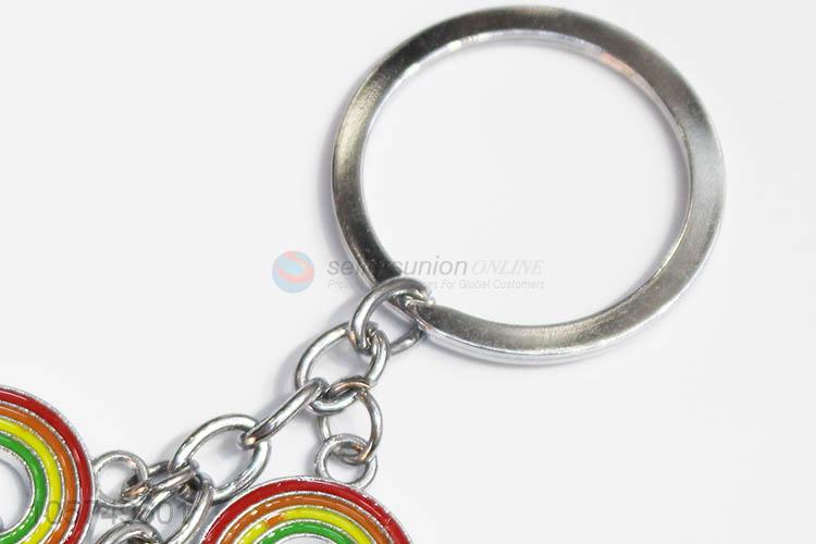 OEM factory rainbow shape zinc alloy key chains enamel metal keyrings