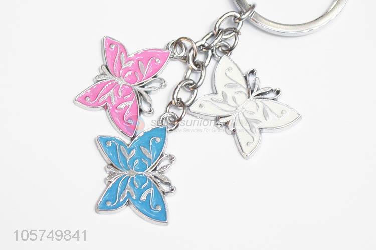 Top manufacturer butterfly shape zinc alloy key chains enamel metal keyrings