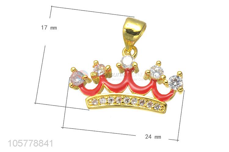 Fashion Design Crown Shape Inlay Zircon Necklace Pendant