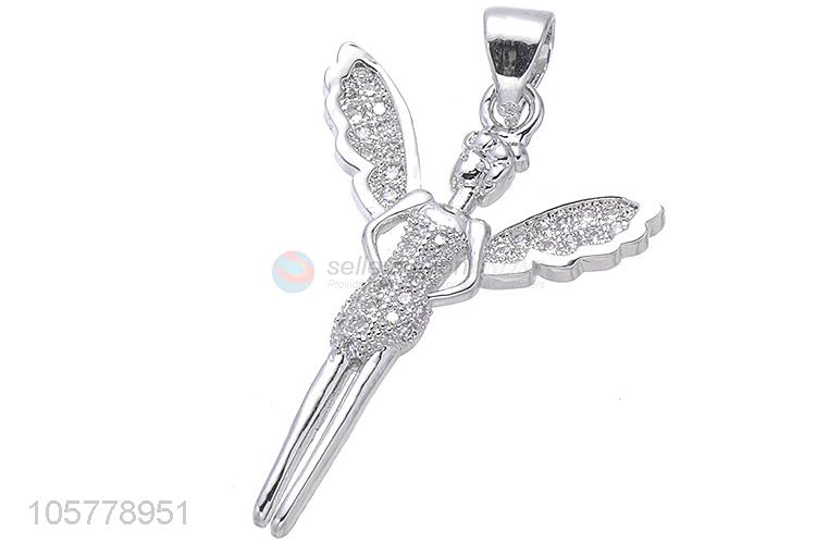 Unique Design Angel Shape Inlay Zircon Copper Pendant Fashion Accessories