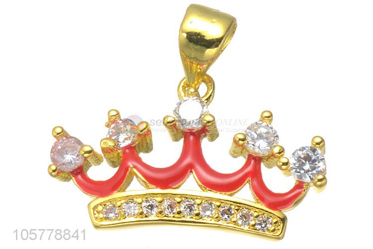 Fashion Design Crown Shape Inlay Zircon Necklace Pendant