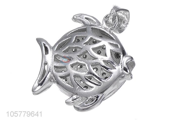 Hot Selling Cute Fish Shape Inlay Zircon Pendant For Necklace