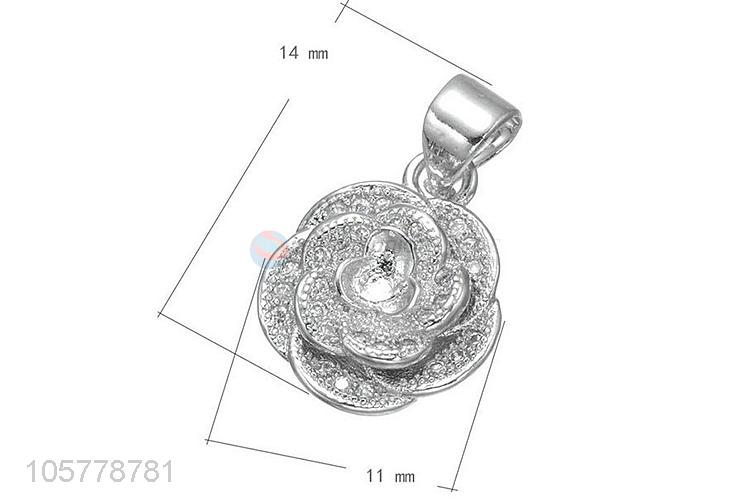 Good Sale Copper Flower Shape Inlay Zircon Pendant