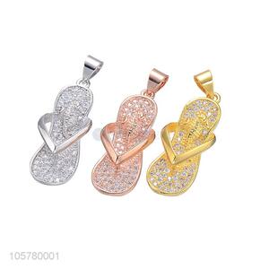 Wholesale Flip Flops Shape Copper Inlay Zircon Pendant