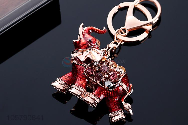 Fashion Style Diamond Elephant Shape Car Keychain Girl Bag Pendant