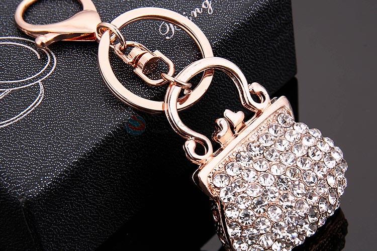 Latest Design Diamond Bag Shape Alloy Keychain Girl Bag Pendant