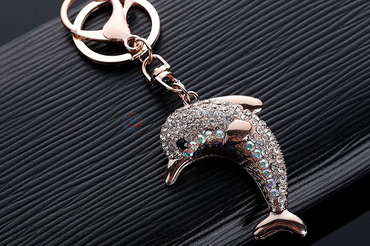 Wholesale Unique Design Creative Dolphin Crystal Keychain Bag Accessories Jewelry Pendant